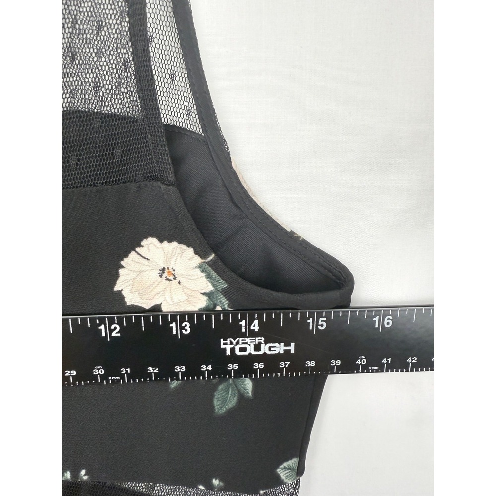 Express Bodycon Dress Size 6 Black Floral Mesh Mini Modest Preppy Cocktail Party - Picture 10 of 11